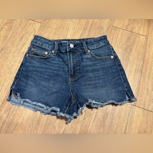 No Boundaries Dark Blue Frayed Jean Shorts